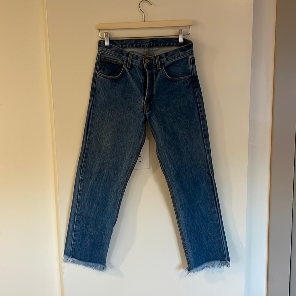 Brandy Melville Dark Wash Jean with Fringe Bottoms